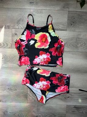 Floral print two piece swimsuit